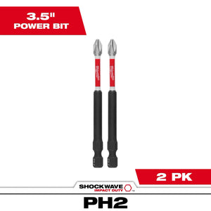 Milwaukee 48-32-4662 SHOCKWAVE Impact Duty 3-1/2 PH2 Bit 2PK