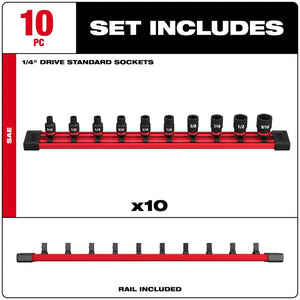 Milwaukee 49-66-7000 10PC SHOCKWAVE™ Impact Duty SAE Standard 6 Point Socket Set