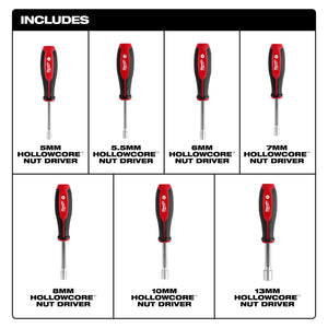 Milwaukee 48-22-2448 7pc Metric HollowCore™ Nut Driver Set