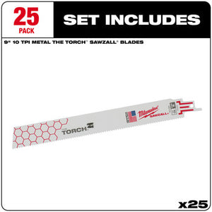 Milwaukee 48-00-8713 9 in. 10 TPI The Torch Sawzall Blade 25 Pk