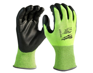 Milwaukee High Visibility Level 4 Cut Resistant Polyurethane Dipped Work Gloves