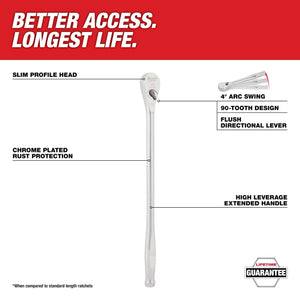 Milwaukee 48-22-9050 1/2 in. Drive 90-Tooth 18 in. Extended Ratchet