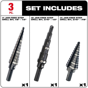 Milwaukee 48-89-9221 Black Oxide Step Drill Bit Set (3-Piece)