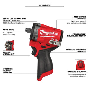 Milwaukee 2563-20 M12 FUEL™ Stubby 1/2" Impact Wrench (Used - Excellent)