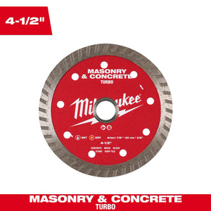 Milwaukee 49-93-9404 4-1/2" Turbo Masonry & Concrete Diamond Blade