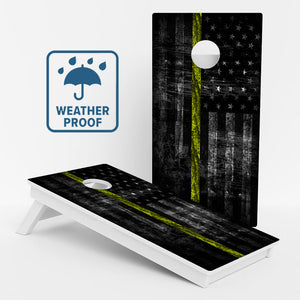 Thin Yellow Line Dispatch Flag Weather Proof Cornhole Boards