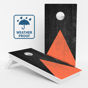 Wood Grain With Orange Weather Proof Cornhole Boards