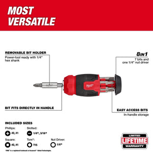 Milwaukee 48-22-2910 8-in-1 Compact Multi-Bit Screwdriver