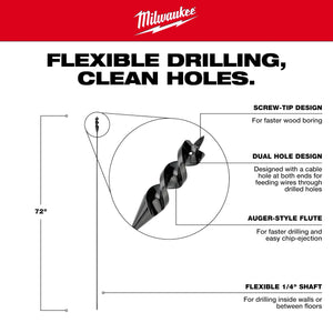 Milwaukee 48-13-8375 3/4" x 72" Auger Cable Bit