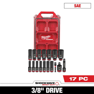 Milwaukee 49-66-6800 17PC Impact Duty Socket 3/8” Drive SAE Set