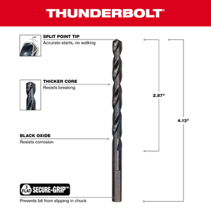 Milwaukee 48-89-2722 1/4" THUNDERBOLT® Black Oxide Drill Bit