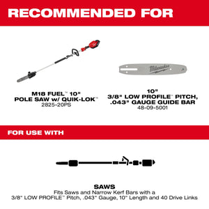 Milwaukee 49-16-2723 10" 3/8" LOW PROFILE™ Pitch .043" Gauge Saw Chain(Open Box)