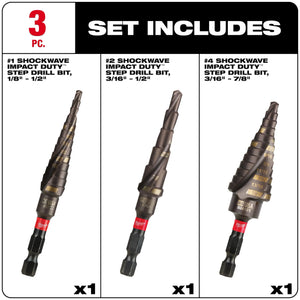 Milwaukee 48-89-9254 SHOCKWAVE Impact Duty Titanium Step Bit Kit (3-Piece)