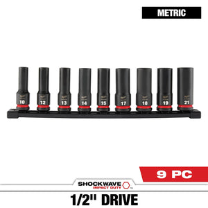 Milwaukee 49-66-7032 9PC 1/2" Drive Metric Deep 6 Point Socket Set