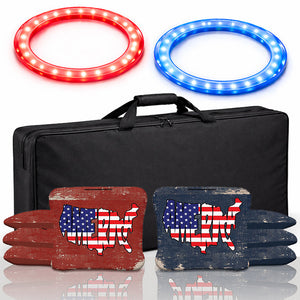 SAVE BIG BUNDLE: 2 LED lights, Boards carrying case, 8 America Pro bags