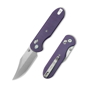 GEO Knife Ethereal Cutter Clip Point Crossbar Lock Knife Purple G-10 (3" SW)