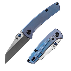 Kansept Knives Little Main Street Frame Lock Knife Blue Titanium (2.2" Satin)
