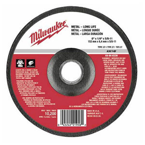 Milwaukee 49-94-6330 6" x 1/4" x 5/8-11" Grinding Wheel (Type 27)