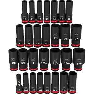 Milwaukee 49-66-7016 29PC SHOCKWAVE Impact 1/2" SAE & Metric Deep Socket Set