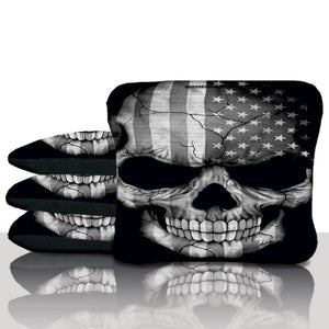 American Flag Punisher Gray Skull Cornhole Bags