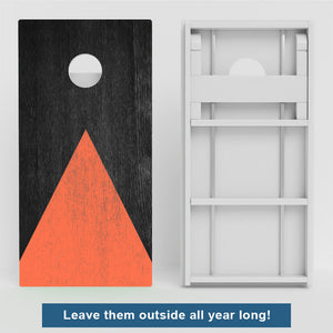 Wood Grain With Orange Weather Proof Cornhole Boards