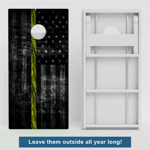 Thin Yellow Line Dispatch Flag Weather Proof Cornhole Boards