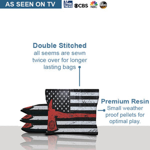 American Flag Red Line Axe Cornhole Bags