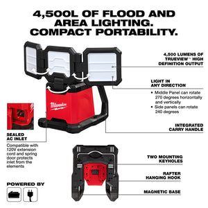 Milwaukee 2368-20 M18 ROVER Dual Power 3-Panel Flood & Area Light (Blemished)