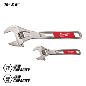Milwaukee 48-22-7400 2Pc 6" & 10" Adjustable Wrench Set