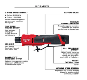Milwaukee 2409-20 M12 FUEL™ Low Speed Tire Buffer