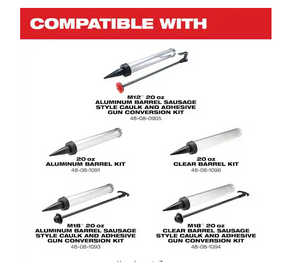 Milwaukee 2442-20 M12™ 20oz. Aluminum Barrel Sausage Style Caulk and Adhesive