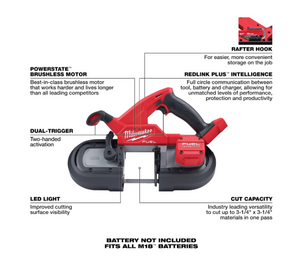 Milwaukee 2829S-20 M18 FUEL™ Compact Dual-Trigger Band Saw (Tool-Only)