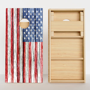 Rustic Wood American Flag Professional Cornhole Boards