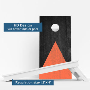 Wood Grain With Orange Weather Proof Cornhole Boards