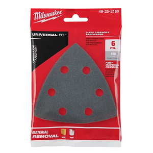 Milwaukee 49-25-2180 3-1/2 in. 180-Grit Sandpaper for Oscillating Multi-Tool 6PK
