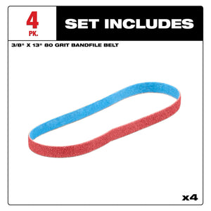 Milwaukee 48-80-7080 3/8 in. x 13 in. 80 Grit Bandfile Belts (4 Pack)