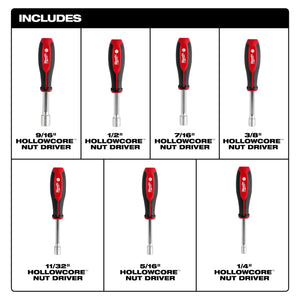 Milwaukee 48-22-2447 7pc SAE HollowCore™ Nut Driver Set