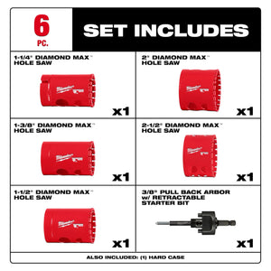 Milwaukee 49-56-5730 6PC DIAMOND MAX™ Hole Saw Set