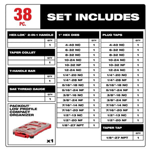 Milwaukee 49-22-5604 SAE Tap and Die PACKOUT Set w/Hex-LOK 2-in-1 Handle 38PC