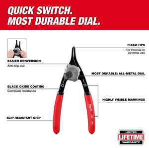 Milwaukee 48-22-6533 .047" Convertible Snap Ring Pliers - 18°