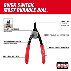 Milwaukee 48-22-6534 0.047 in. Convertible Snap Ring Pliers - 45°