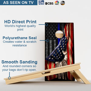Pulled Blue Line American Flag Professional Cornhole Boards