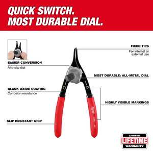 Milwaukee 48-22-6530 .038" Convertible Snap Ring Pliers - 18°