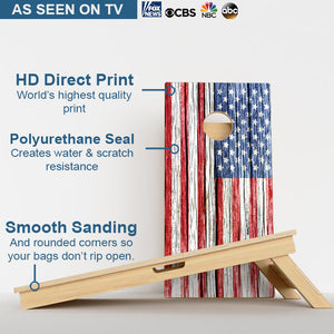 Rustic Wood American Flag Professional Cornhole Boards