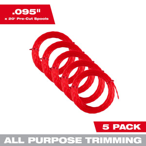 Milwaukee 49-16-2782 5PC .095" x 20’ Pre-Cut Twisted Trimmer Line