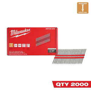 MDP16D-2000 Milwaukee 16D 3" x .131" Collated 21-Degree Duplex Nails 2000CT