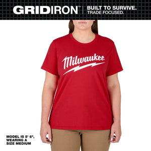 Milwaukee F453R Women's Red GRIDIRON Logo Tee