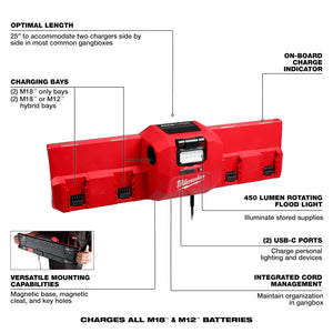 Milwaukee 48-59-1804 M18 and M12 Lithium-Ion Gangbox 4-Port Rapid Charger