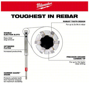 Milwaukee 48-20-6700 3/8 in. X 8 in. L Carbide Rebar Cutter SDS-Plus Shank