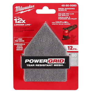 Milwaukee 48-80-5080 3-3/4" 80-Grit Mesh Sanding Sheets for M12 FUEL Sander 12PK